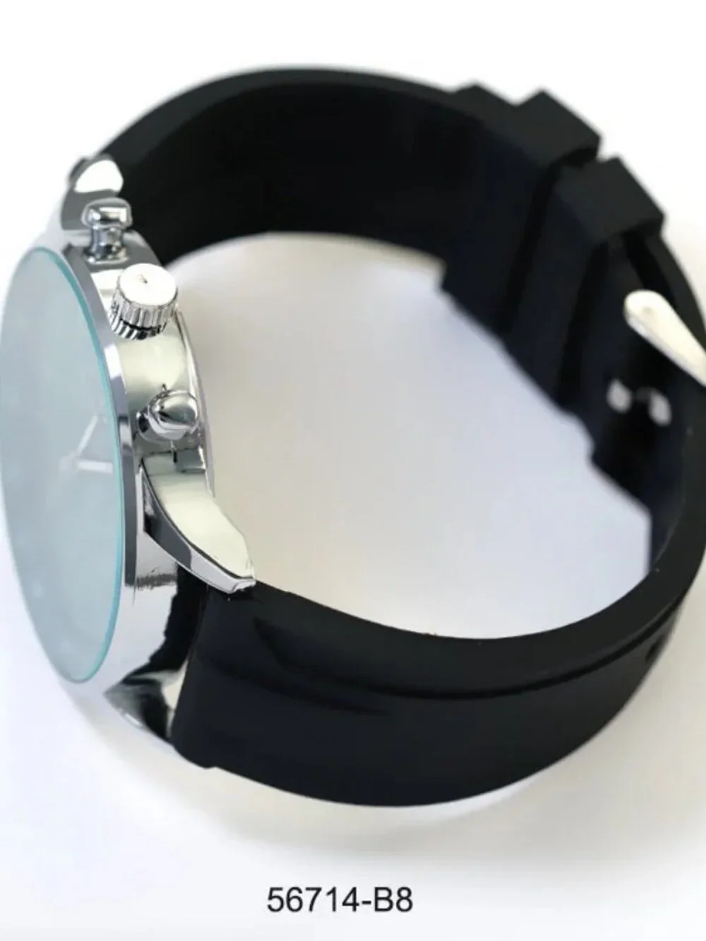 MC Montres Carlo Men's Silver Green Tone Black Band 46mm Quartz Watch NEW